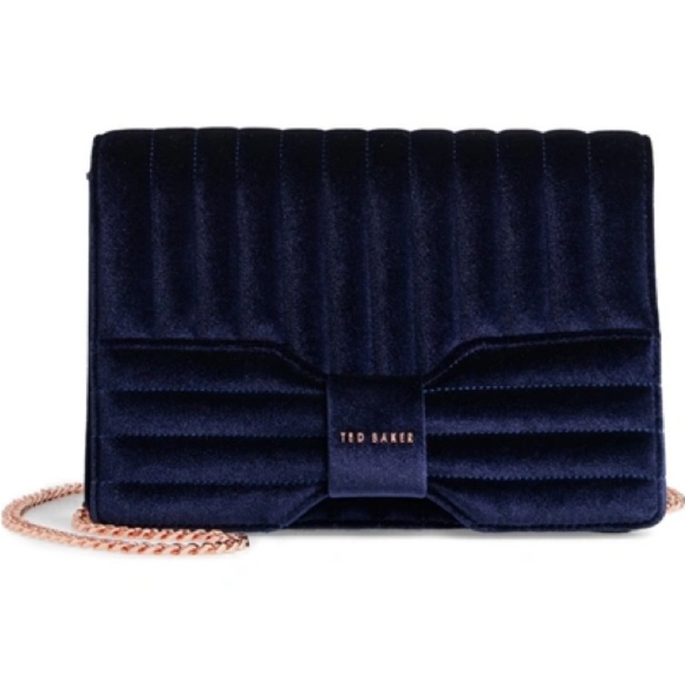 TED BAKER
Quilted Velvet Bow Crossbody Bag - Blue In Dark Blue